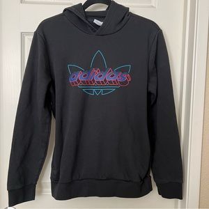 adidas Boys Trefoil Pullover Hoodie Hooded Sweatshirt Black Large 13/14